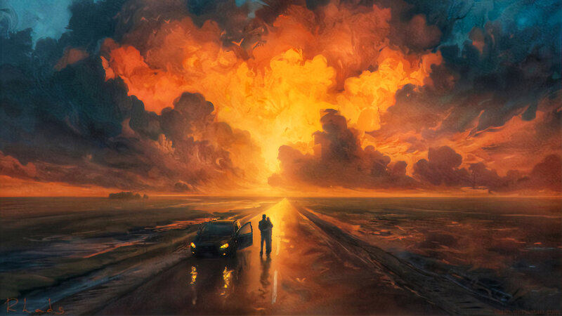 Person Standing by Car — Orange