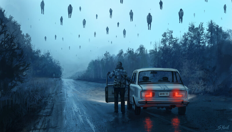 Person Standing by Car