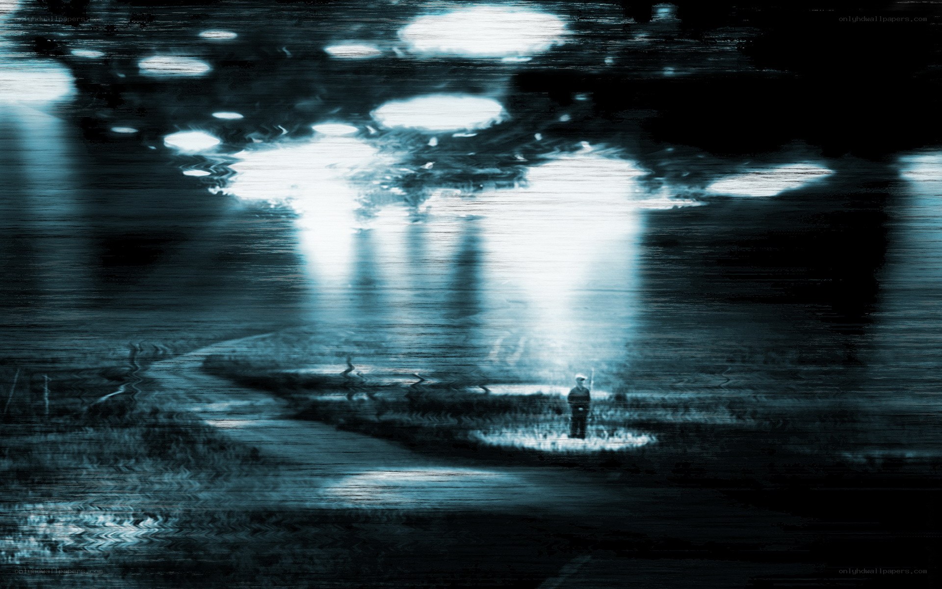 person standing in dark water