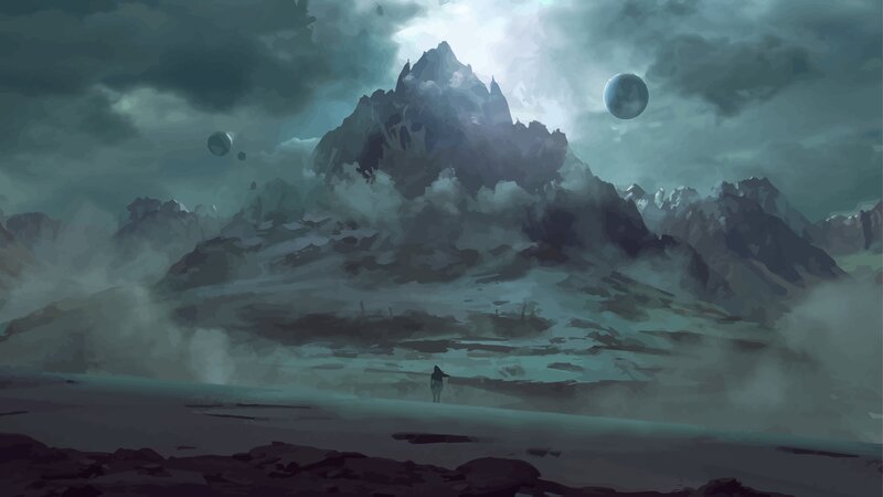 Person Standing in Desert — Gray, Dramatic