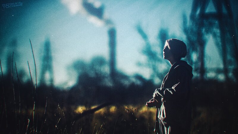 Person Standing in Field — Blue, Dramatic, Sunset