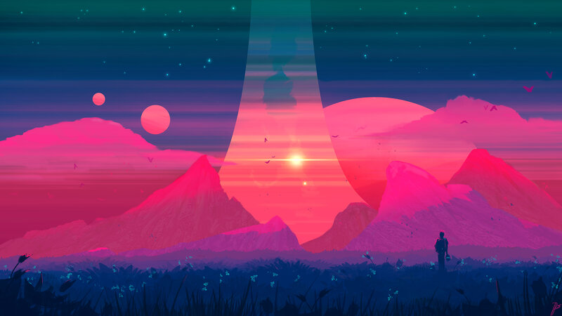 Person Standing in Field — Pink