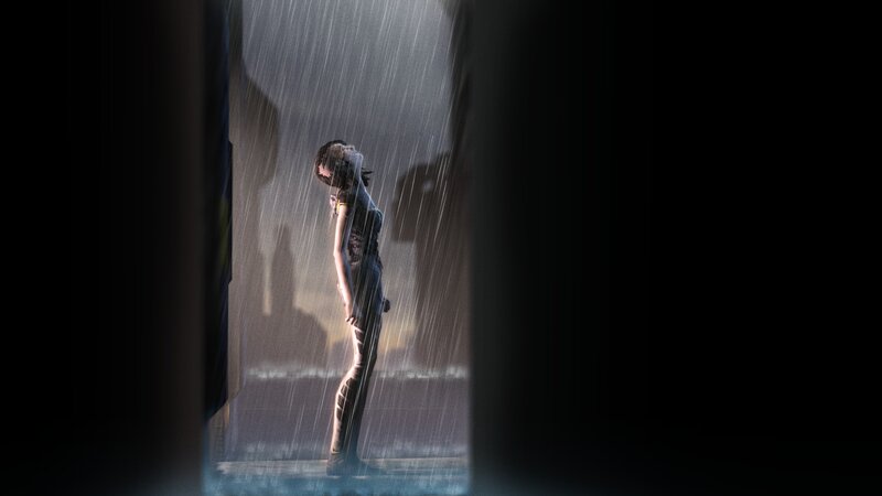 Person Standing in Rain