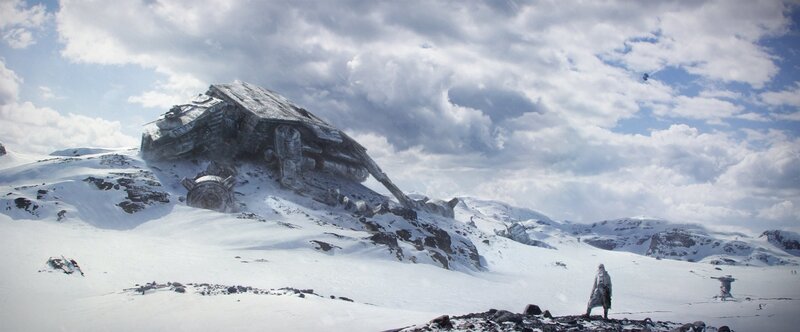 Person Standing in Snow — White, Dramatic