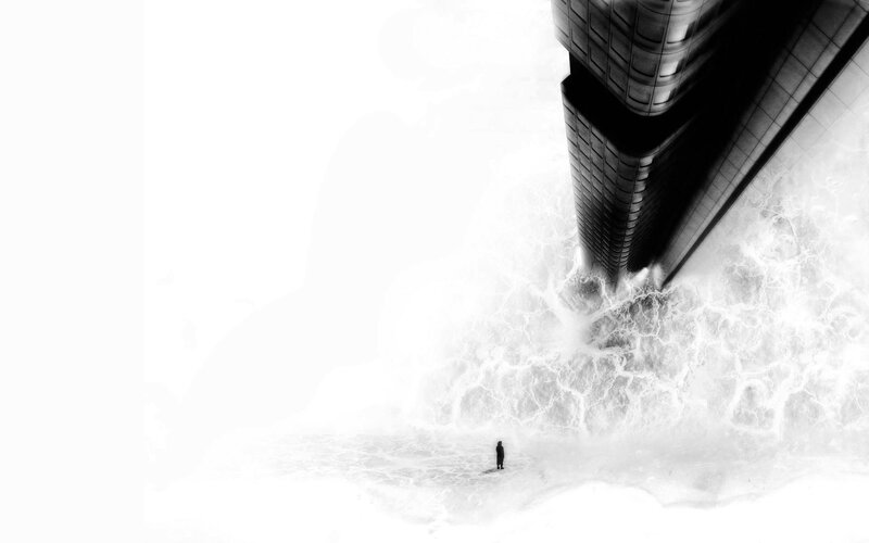 Person Standing in Water — Black, Dramatic