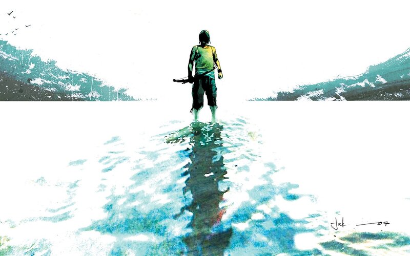 Person Standing in Water — White