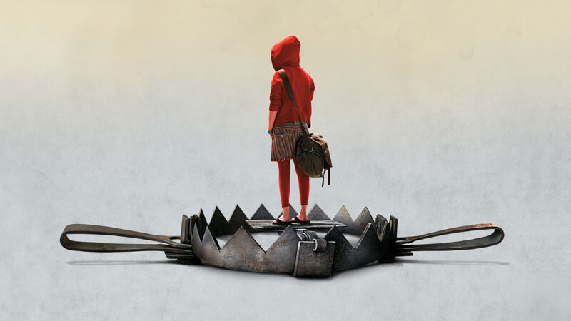 person standing on a trap