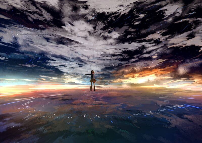 Person standing on a vast landscape
