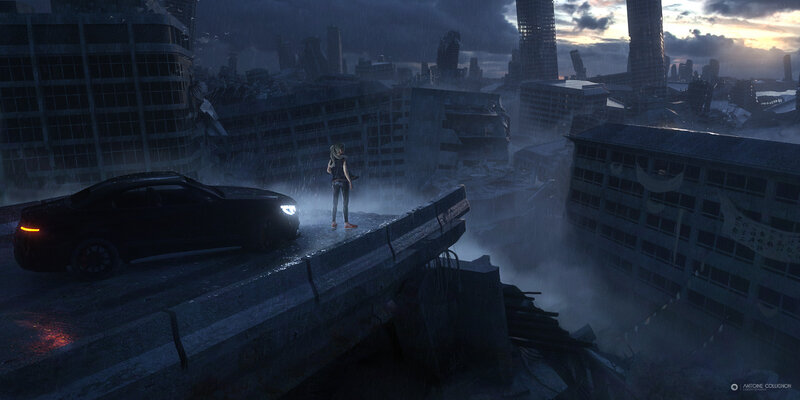 Person Standing on Bridge — Gray