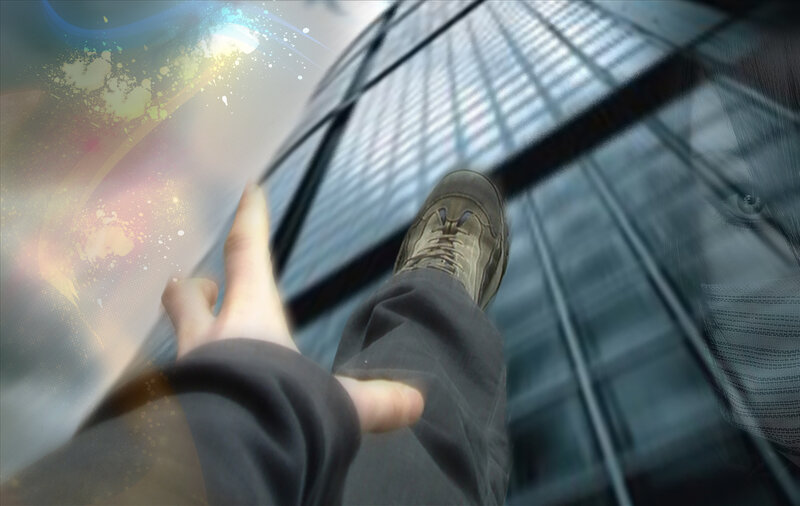 Person Standing on Building — Gray, Dramatic