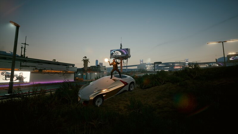 Person Standing on Car — White