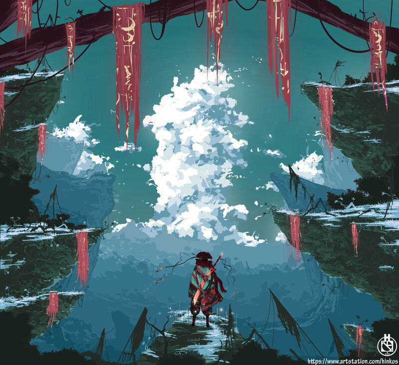 Person Standing on Cliff — Teal, Dramatic