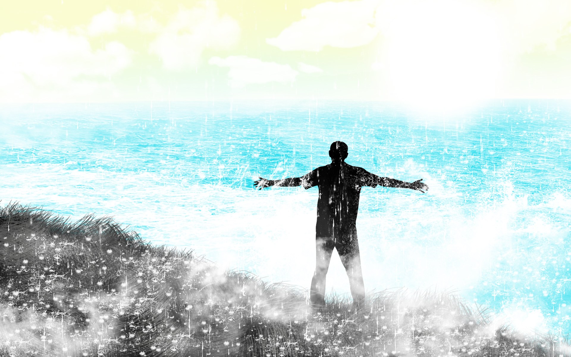 person standing on cliff