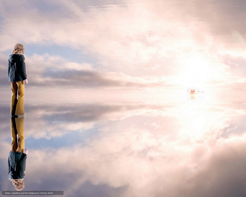 Person standing on clouds