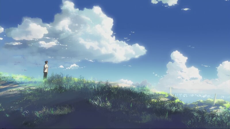 Person Standing on Hill — Blue
