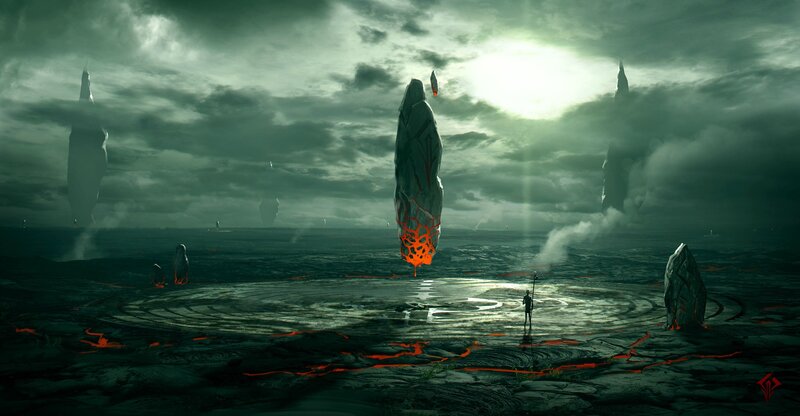 Person Standing on Lava Field