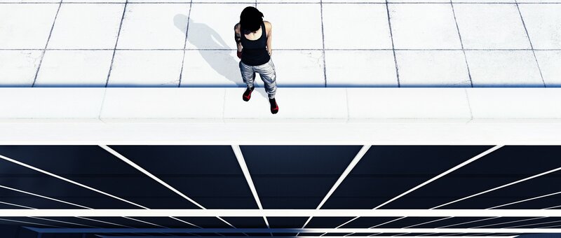 Person Standing on Ledge