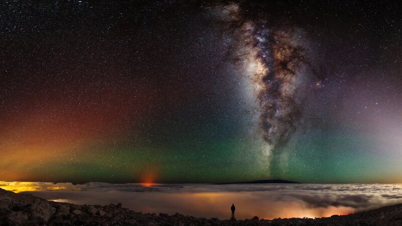 Person Standing on Mountain — Black