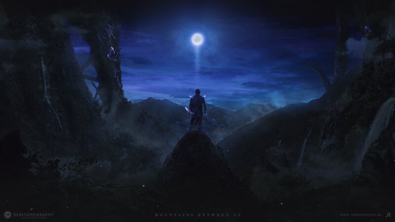 Person Standing on Mountain — Blue, Dramatic