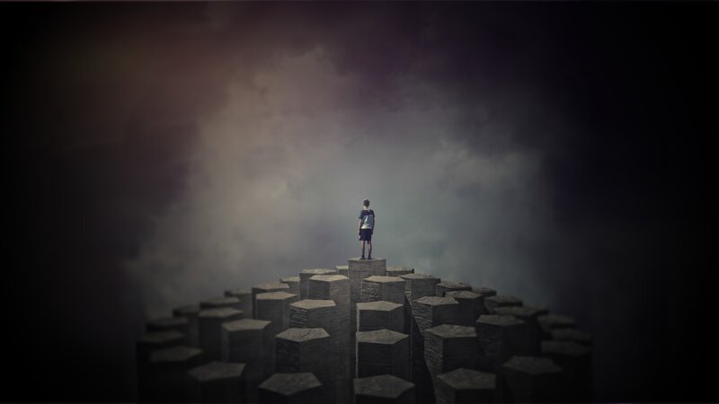 Person Standing on Pillars