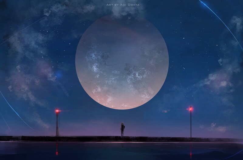 Person Standing on Platform — Blue, Serene