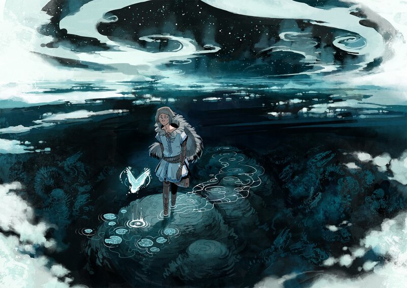 Person Standing on Rock — Blue, Serene, Night