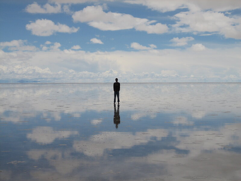 Person standing on salt flat