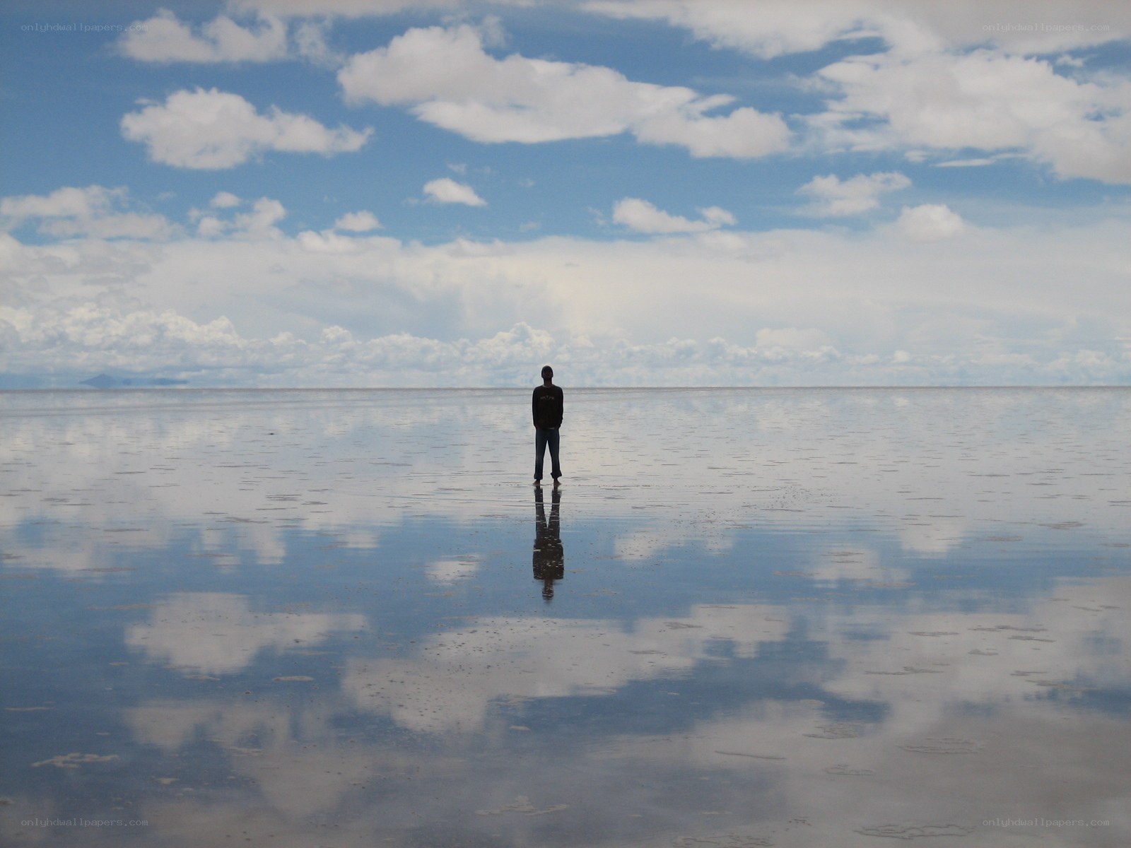 Person standing on salt flat