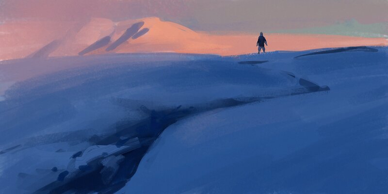 Person Standing on Snow