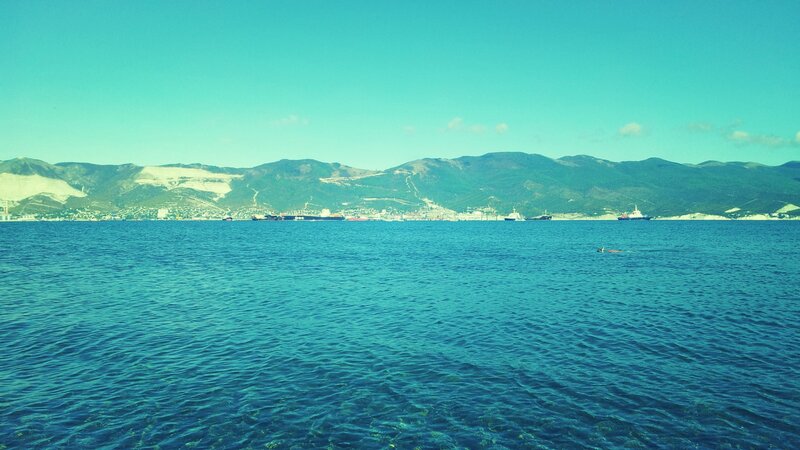 Person Swimming in Sea — Blue