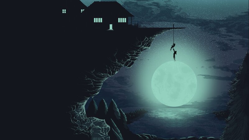 Person Swinging on Rope — Teal