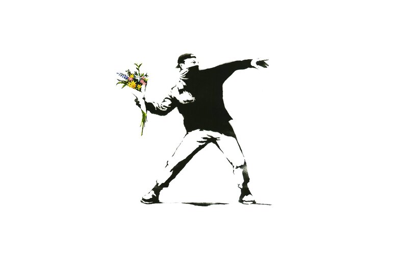 Person Throwing Flowers — Black, Provocative, Illustration