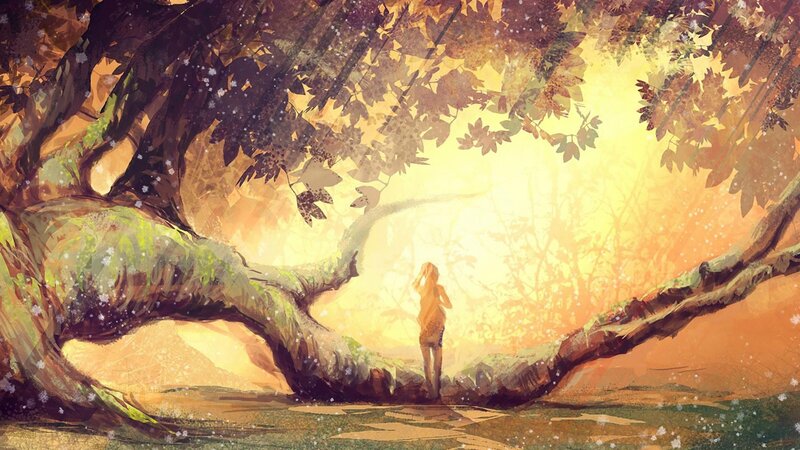 person under a large tree