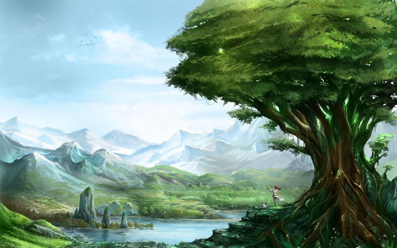 Person under a Large Tree — Green