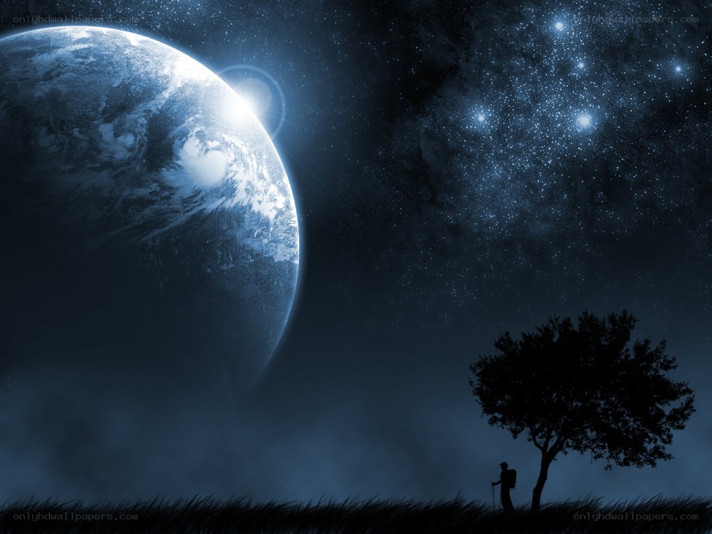 Person under alien planet