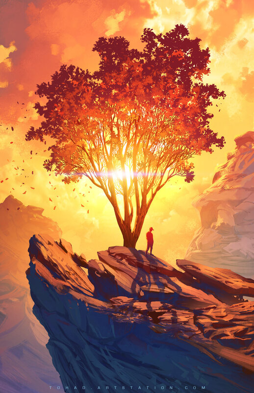 Person under Autumn Tree — Orange
