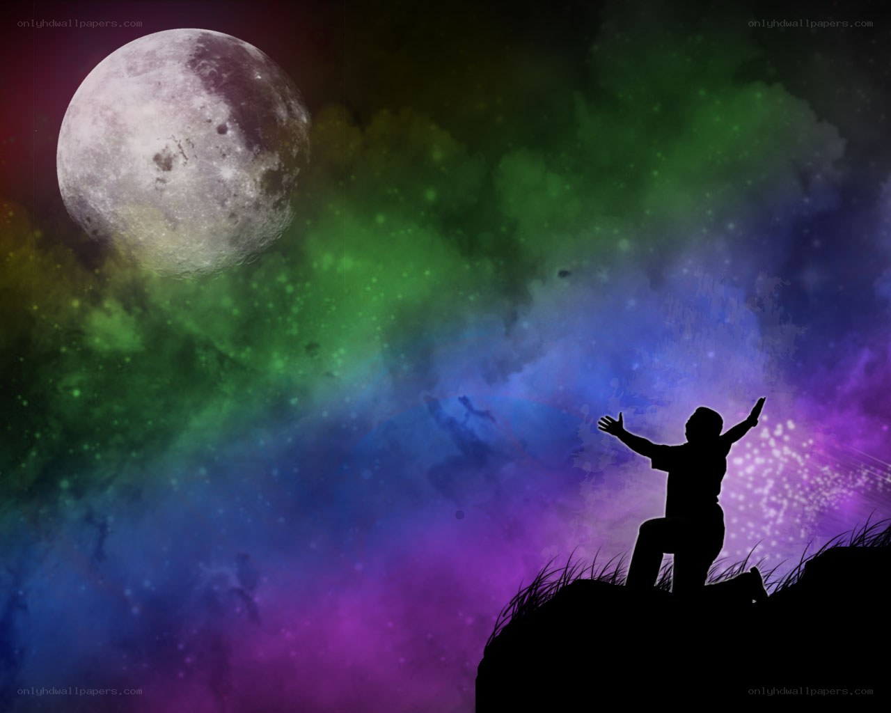 person under colorful sky