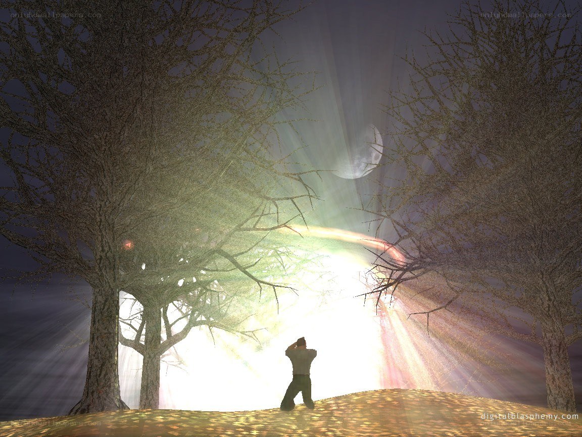 person under glowing light