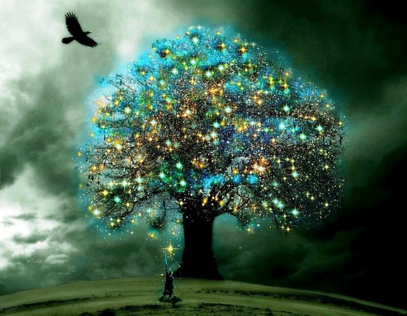 Person under Glowing Tree