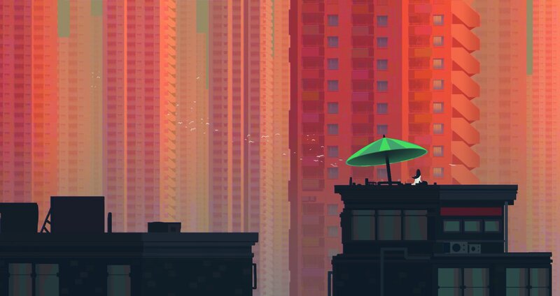 Person under Green Umbrella