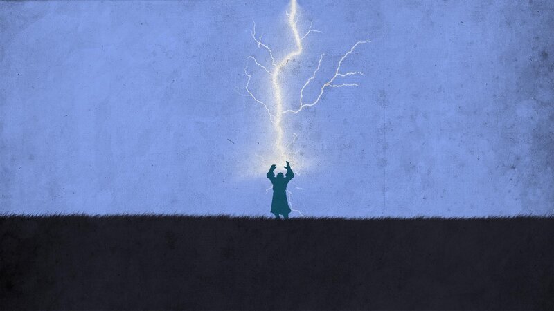 person under lightning strike