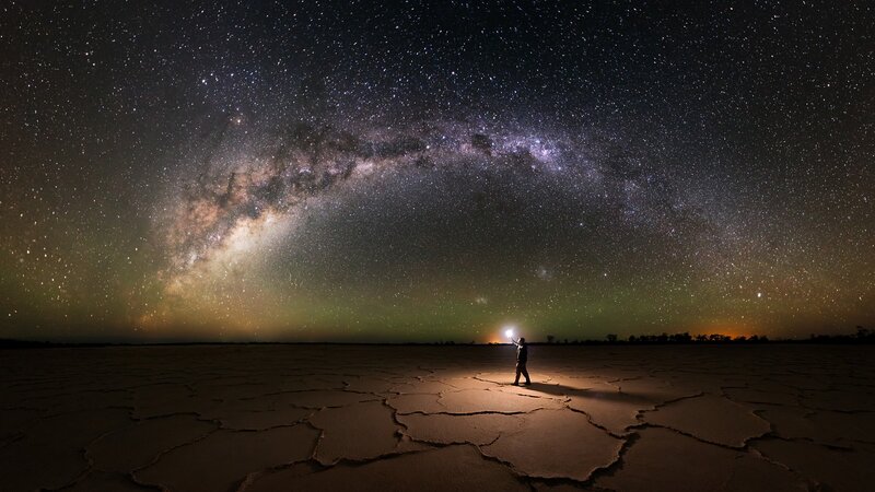 Person under Milky Way — Black, Serene