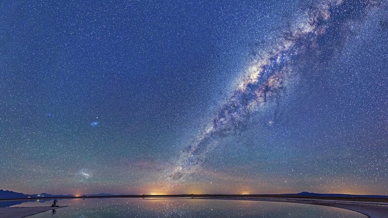 Person under Milky Way — Blue