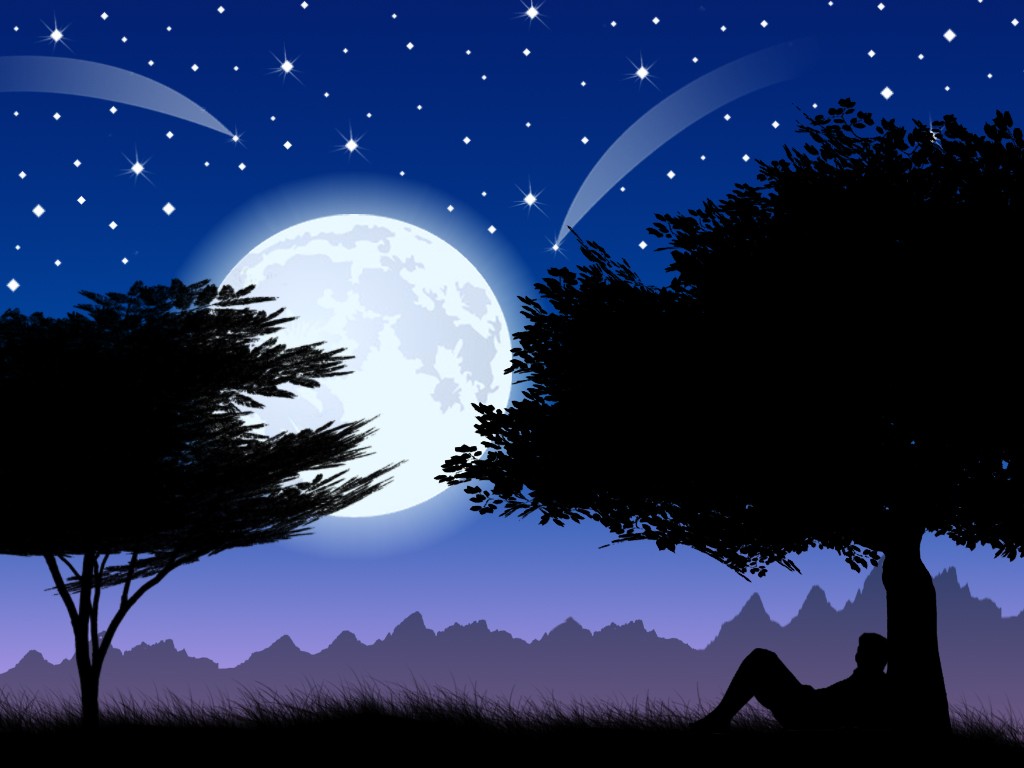 Person under moonlit sky