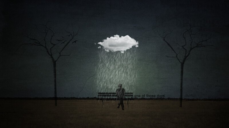 Person under Rain Cloud — Black, Dramatic