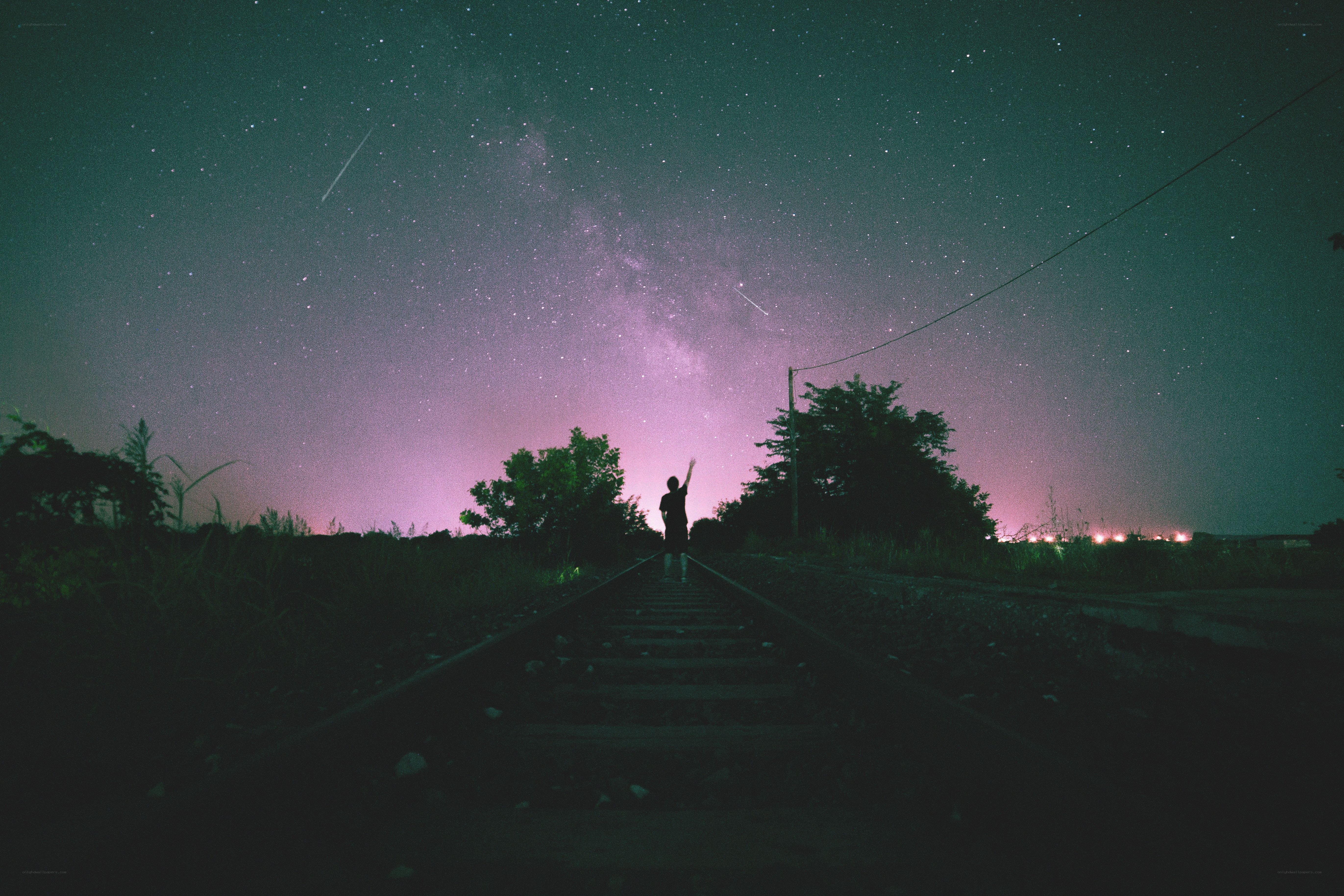 Person under starry sky