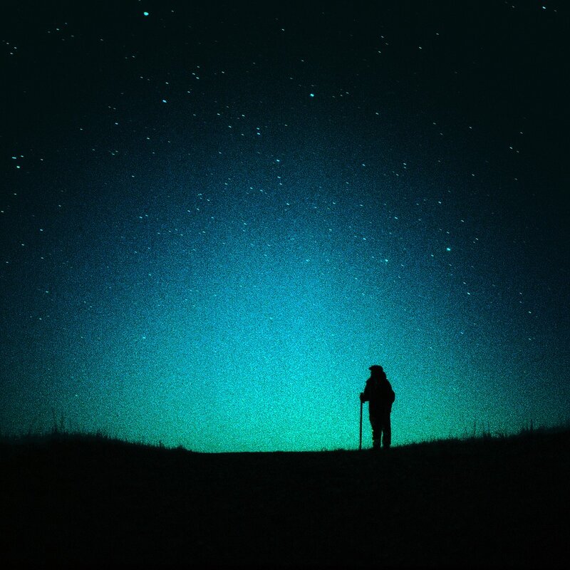 Person under starry sky