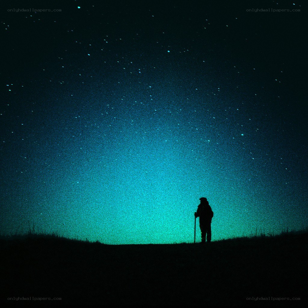 Person under starry sky