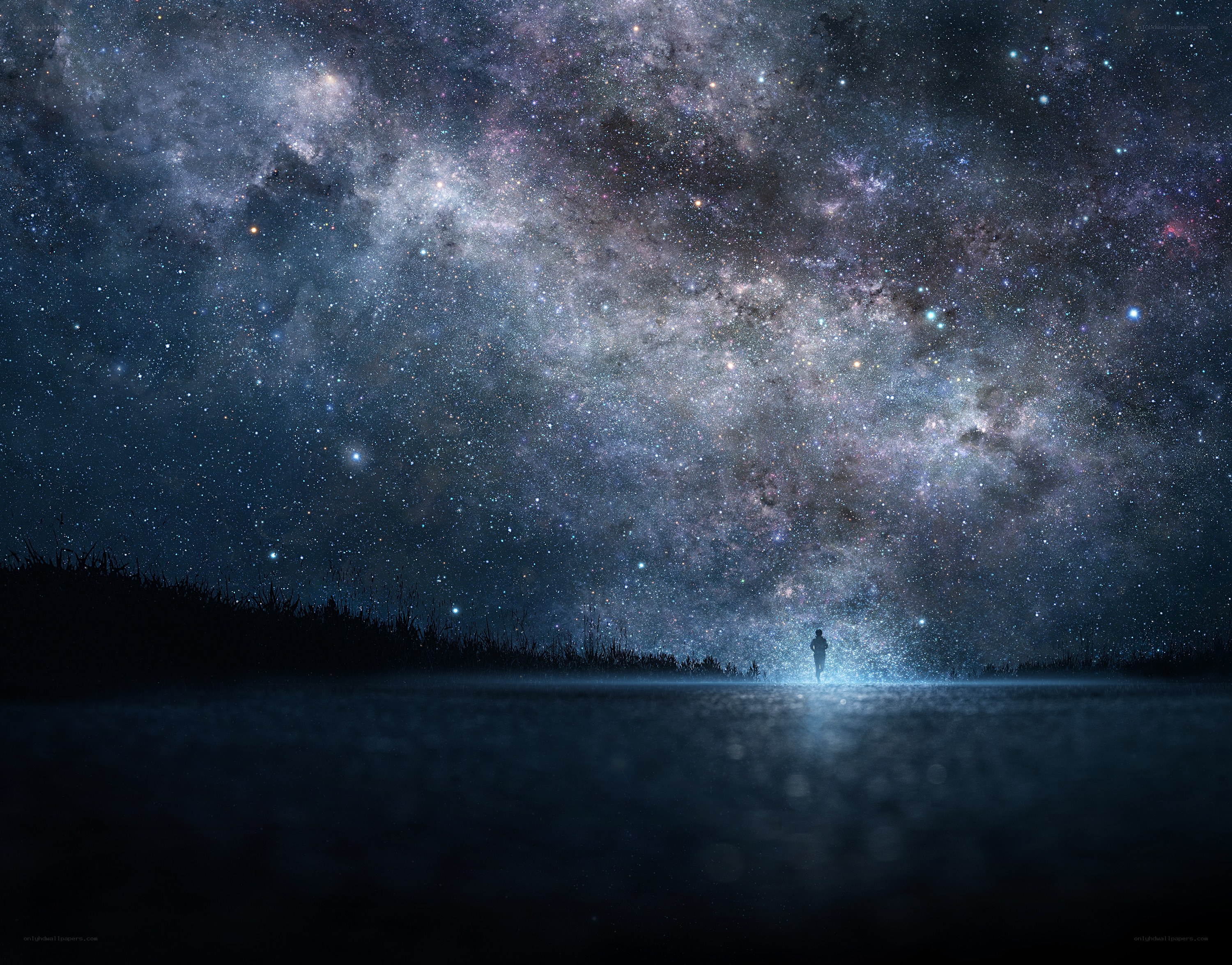 Person under starry sky