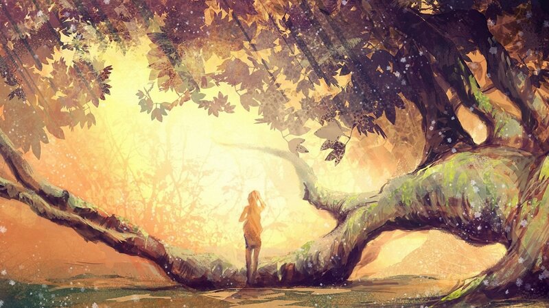 Person under Tree — Yellow, Serene